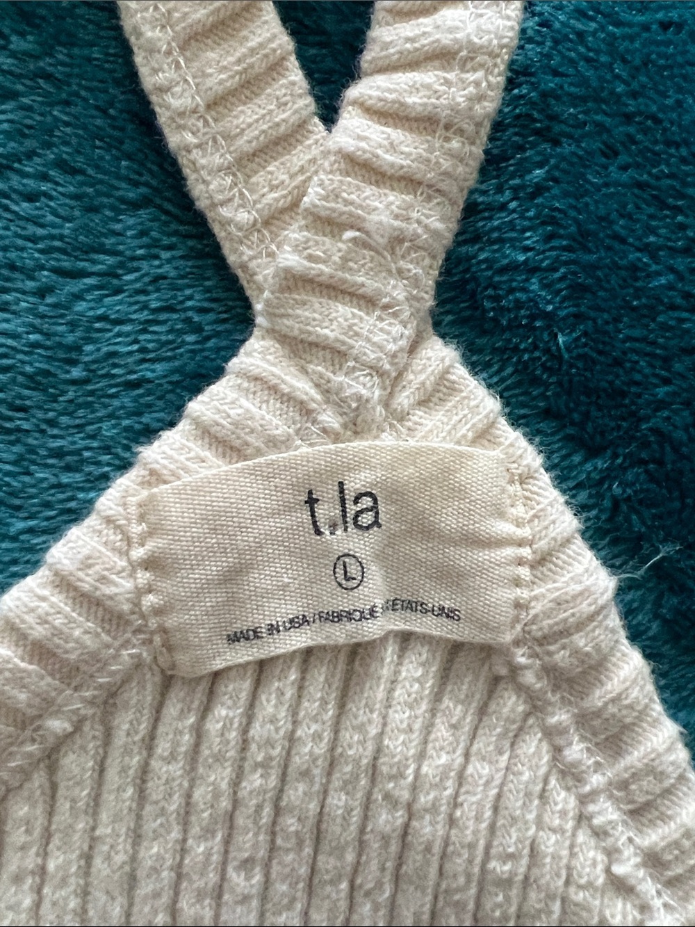 T.La Ribbed Cream Cross-Back Cami - Picture 2 of 3